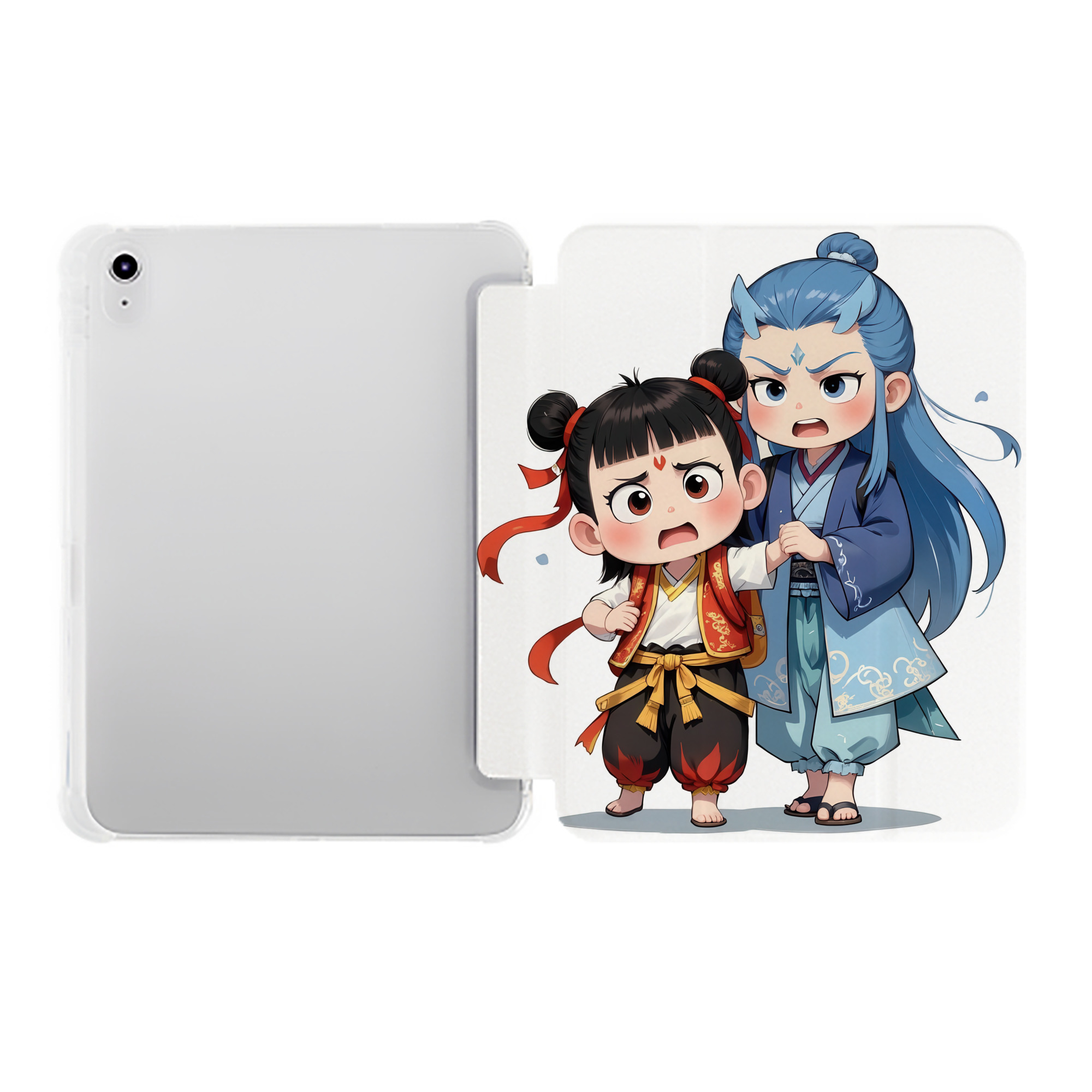 （画像用） Ne Zha 2 ナタ 魔童の大暴れ IPad ケース ペン収納付き 三つ折りスタンド PUレザー×シリコン 対応機種9.5/10.5/10.9インチ